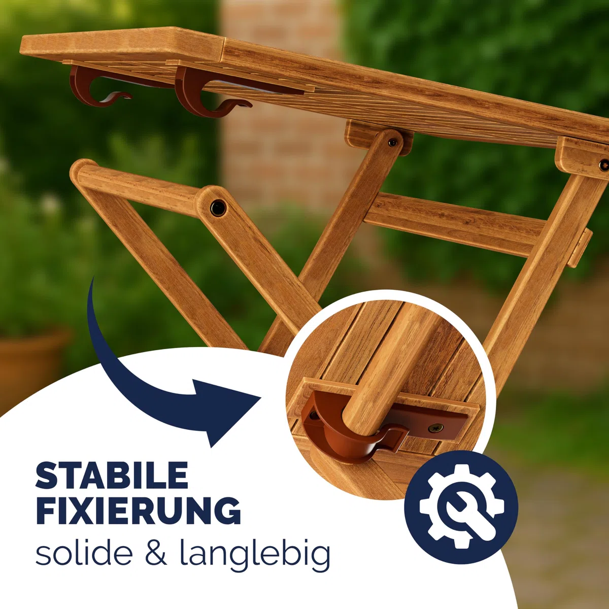 Casaria® Gartentisch Balkontisch Wetterfest Klappbar Holz 70x70cm 80kg Belastbarkeit Balkon Garten Terrasse Tisch Klapptisch Pflanztisch Akazie Braun