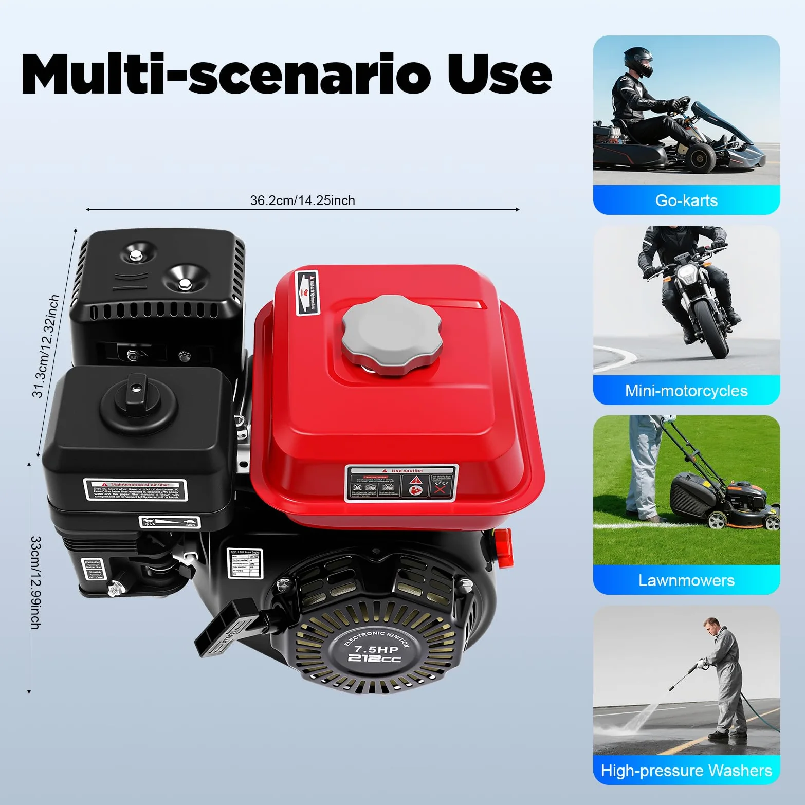 7.5 PS Benzinmotor | Go Kart mit Motor Benzin 4 Takt | Gokart Motor Benzin 4000W | Luftgekühlt | Großer Kraftstofftank | 3600 U/min | GX200