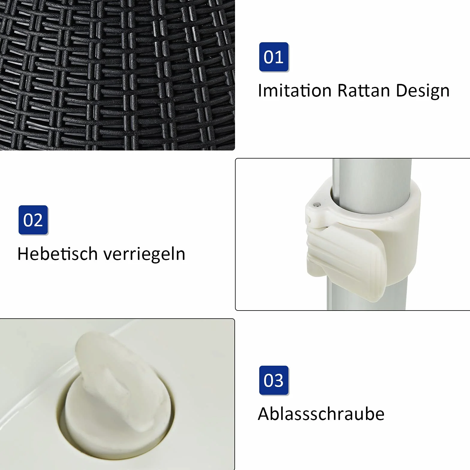 COSTWAY 3 in 1 Cool Bar, höhenverstellbarer Beistelltisch, 30L Outdoor Bier- und Weinkühler in Rattanoptik, Getränkekühler mit Abflussloch, für Terrasse, Party, Poolbereiche, Schwarz