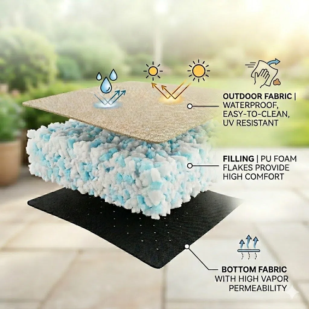 Spatium Liegenauflage Gartenliege Outdoor Sitzkissen Wasserabweisend Atmungsaktiv Gesteppt Sonnenliege Polster Bequem Robust Nachfüllbar 200x60cm Anthrazit