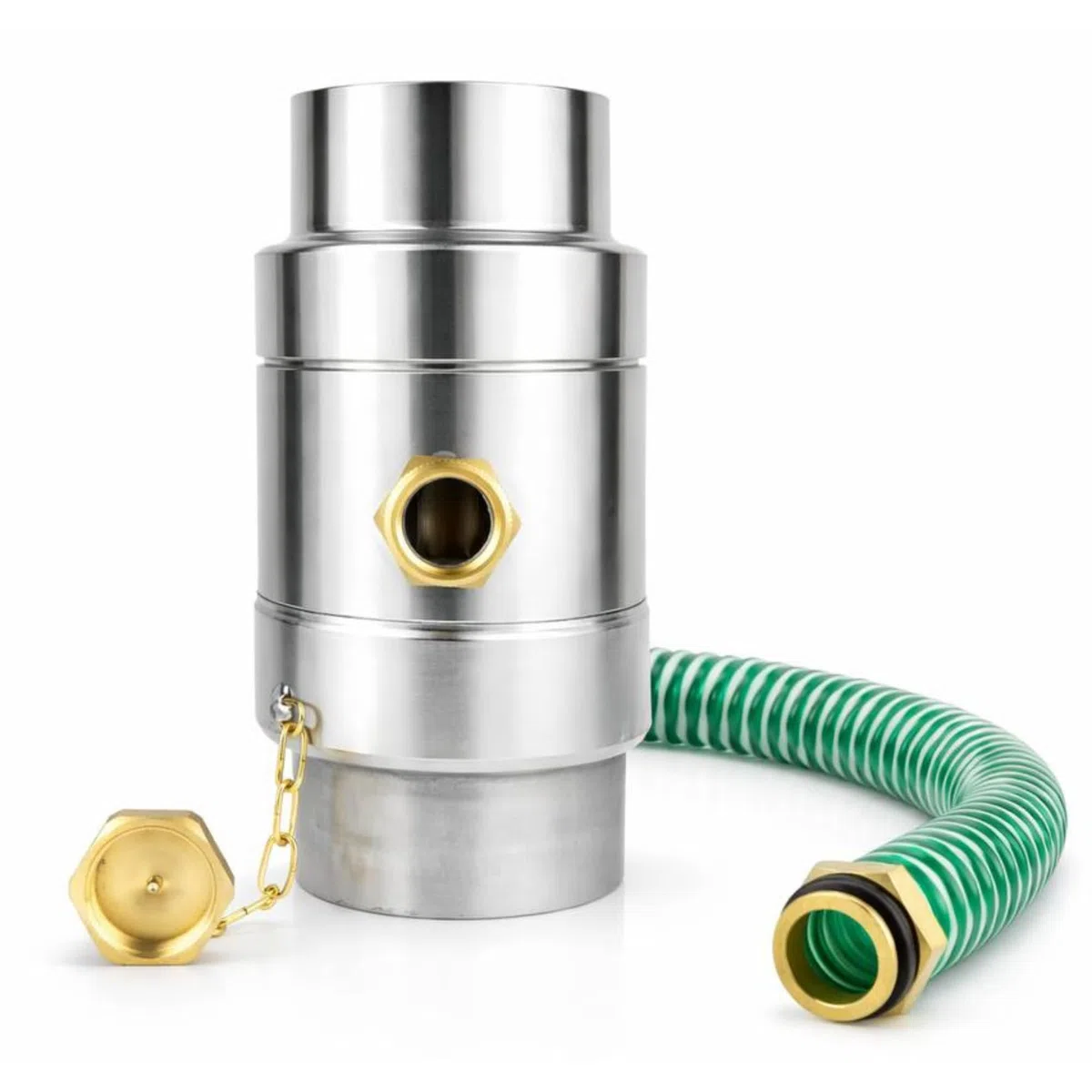 Regenwassersammler Titanzink 87mm Wassersammler für Fallrohre DN 87 inkl. Schlauchanschluss-Set und Verschlusskappe - Regensammler für Regentonnen mit Schlauch