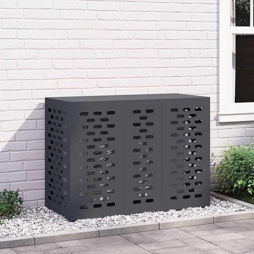 vidaXL Klimaanlagenabdeckung Anthrazit 110 x 50 x 80 cm Stahl, Luftfilter für Klimaanlage, Garten-Geräteabdeckung, wetterfest, schützender Winterbezug, rechteckig