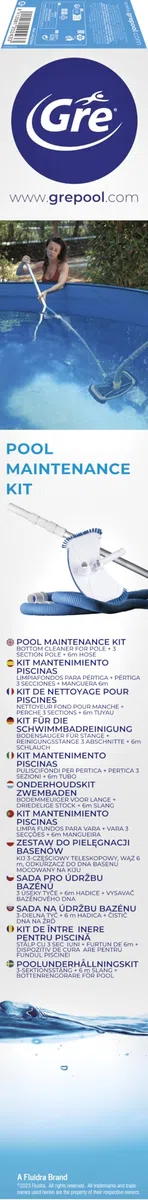 Gre AR2064 - Poolreiniger-Kit für Einbau- und Aufstellpools. Manueller Poolreiniger. Für den Boden von kleinen und mittelgroßen Pools.