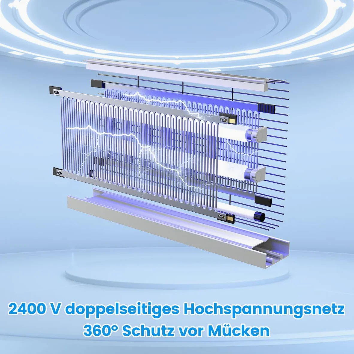 Insektenvernichter Elektrisch 2PCS, mit Doppeltem Raster, XXL, 2400 V 20W, 4 T8-Lampen, Fliegenfalle Elektrisch Mückenfalle Insektenfalle, Mückenlampe mit Wandkette für Innen AuÃŸen Mücken, Fliegen