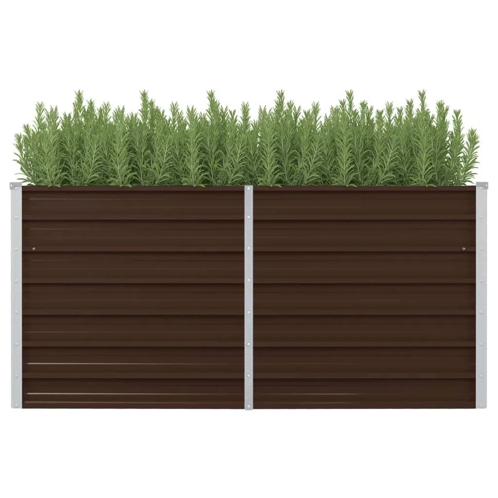 Myheimly Hochbeet Gartenbeet Frühbeet Pflanzbeet Kräuterbeet Gemüsebeet Blumenkasten Garten Pflanzkasten Pflanzenkübel Braun 160 x 80 x 77 cm Verzinkter Stahl