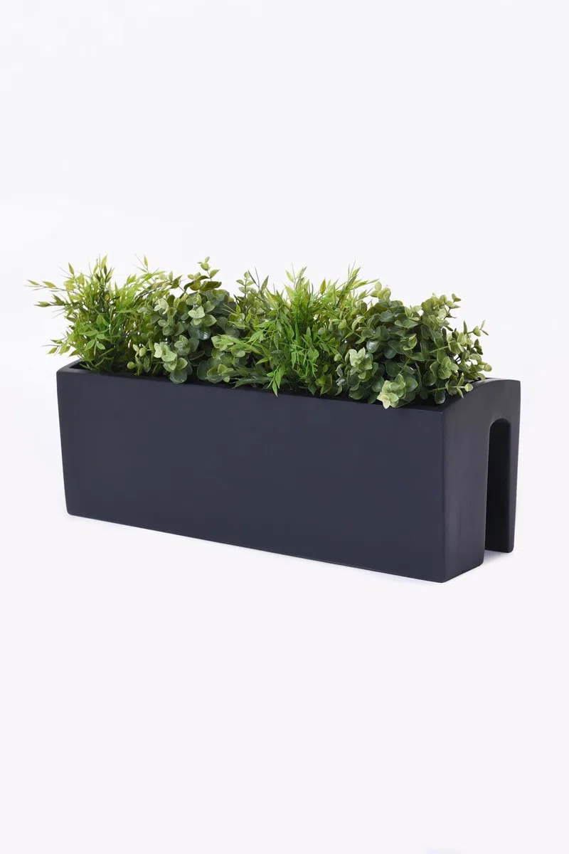 VIVANNO Balkonkasten Blumenkasten Fiberglas BALKONA Classic (22x60x19 cm, Anthrazit Matt)