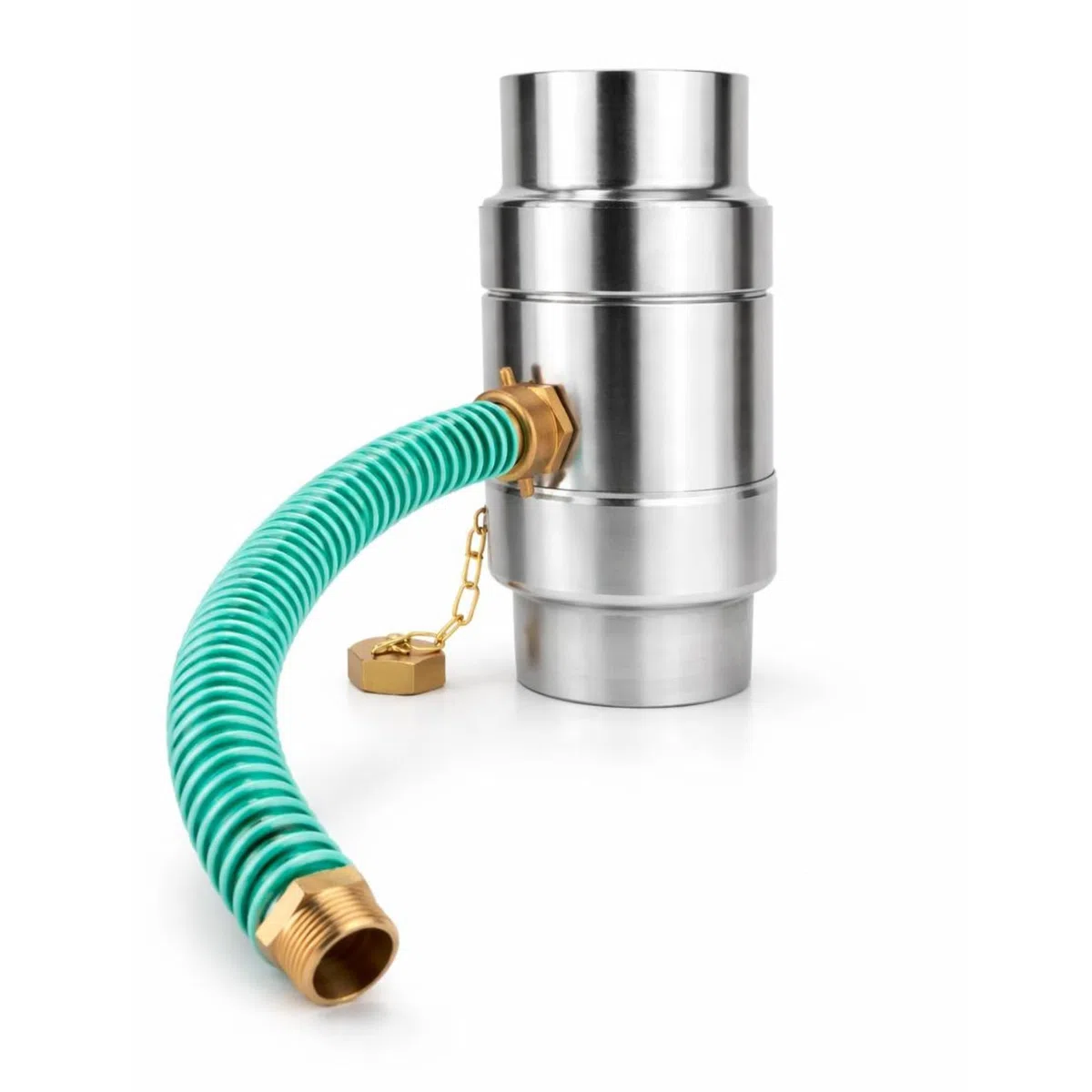 Regenwassersammler Titanzink 87mm Wassersammler für Fallrohre DN 87 inkl. Schlauchanschluss-Set und Verschlusskappe - Regensammler für Regentonnen mit Schlauch