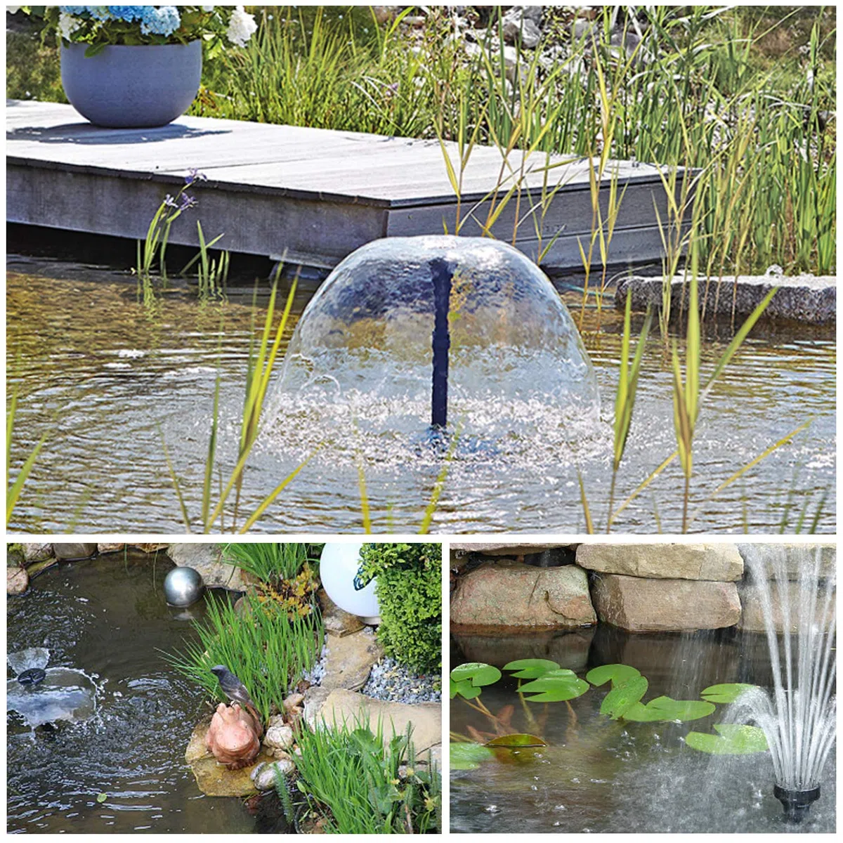 4 in 1 Teichpumpe Springbrunnenpumpe mit Filter UV-Klärer Wasserspielpumpe Bachlaufpumpe Stromkabel für Garten- und Springbrunnengestaltung（28W）