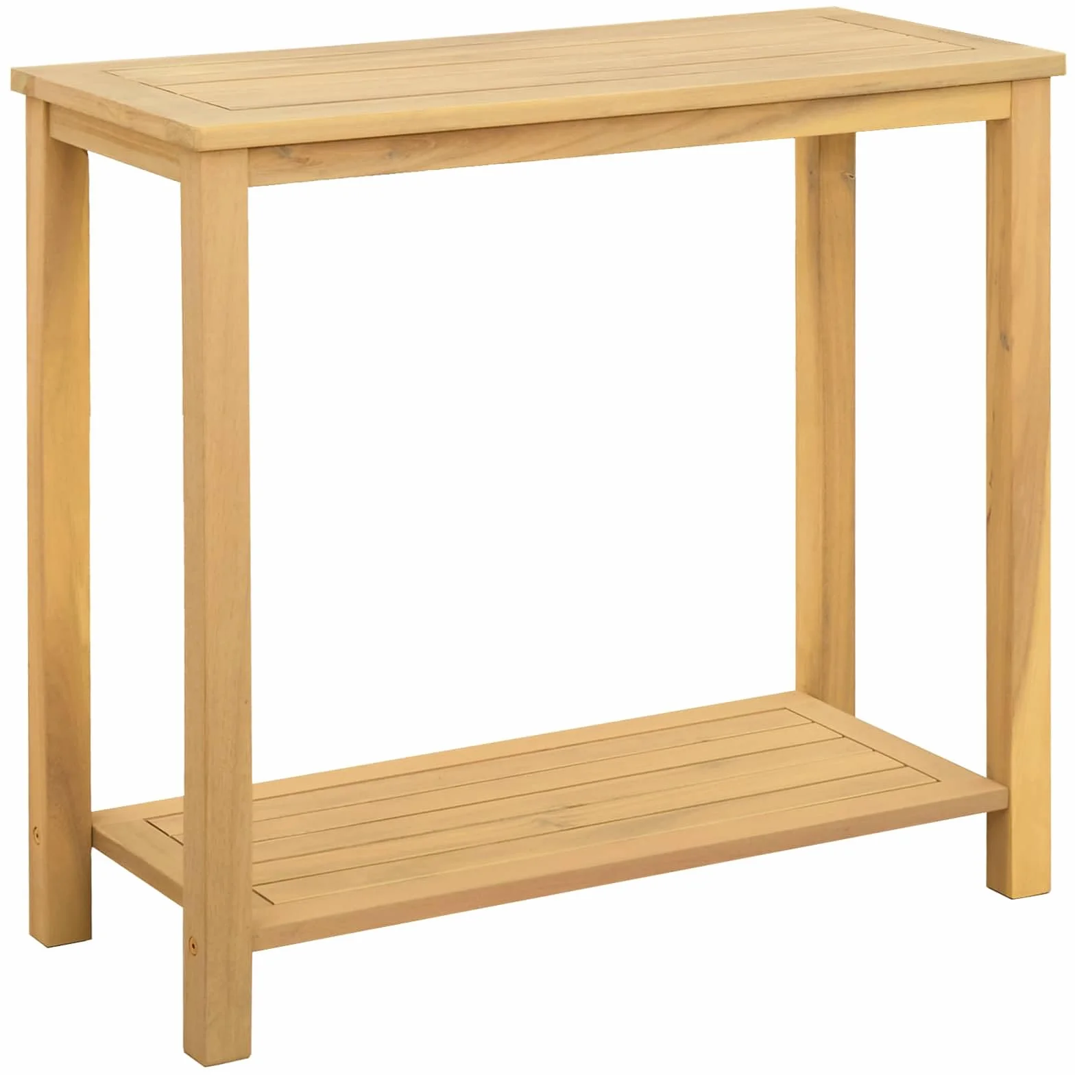 vidaXL Gartenkonsole Tisch Helles Akazienholz 80 x 35 x 75 cm, Garten, Rechteckiger Pflanzer, Rustikales Design, Strapazierfähige Materialien, Viel Stauraum für Pflanzen, Blumen und Gemüse im Garten