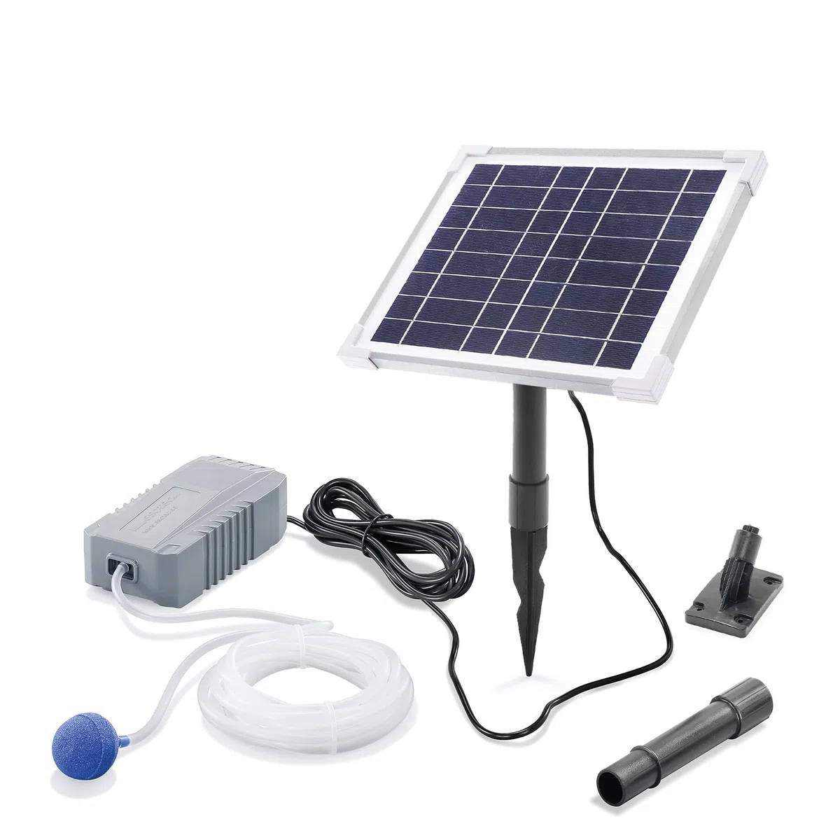 esotec Solar Teichbelüfter Set 6/130, LiFePO4 Akku-Speicher, Teichbelüftung, Sauerstoffpumpe 120 l/h, Luftpumpe, Solarpanel 6W, Erdspieß 101848