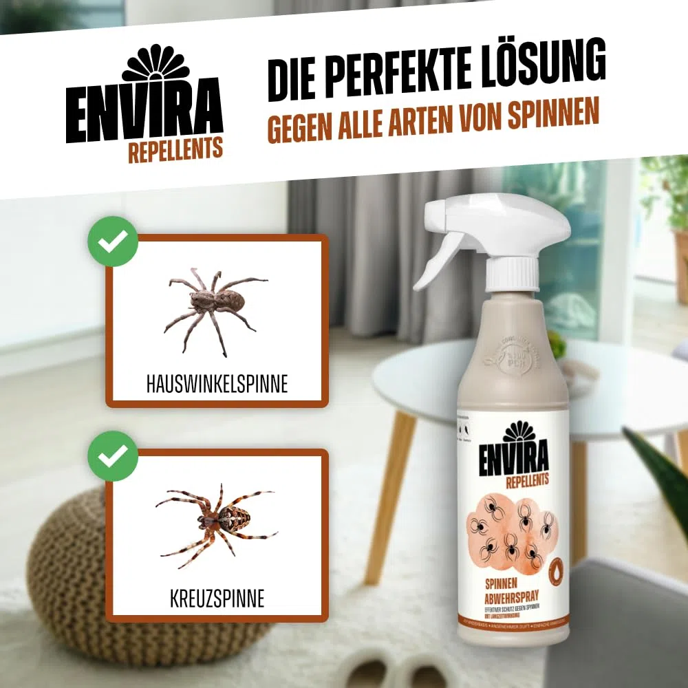 Envira Spinnenspray 2 x 5 Liter - Spray mit Langzeitwirkung gegen Spinnen - Mittel gegen Spinnen in der Wohnung - Effektive Spinnenabwehr