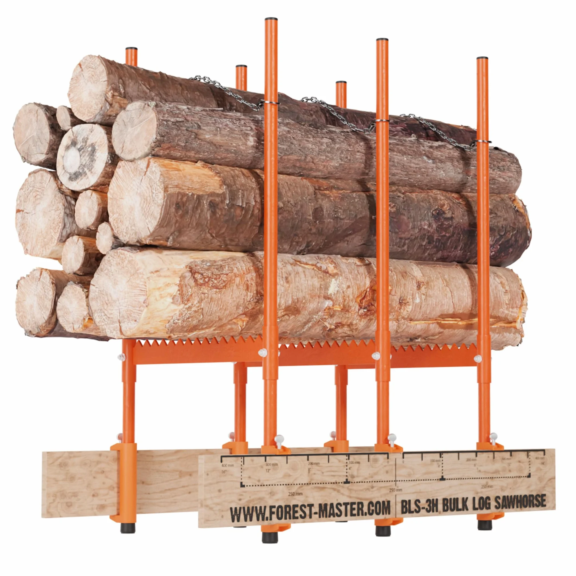 Forest master Mehrfachholzhalter Sägebock H3 (neues Modell) Kettensägenschnitt Holzhalter Tragkraft 250kg inkl. Holzstützen