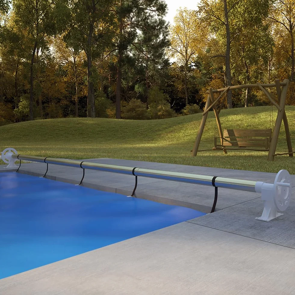 Oskar OK-Living Poolaufroller, Silber, mit Aluminium-Teleskoprohr, Länge verstellbar für Poolabdeckungen