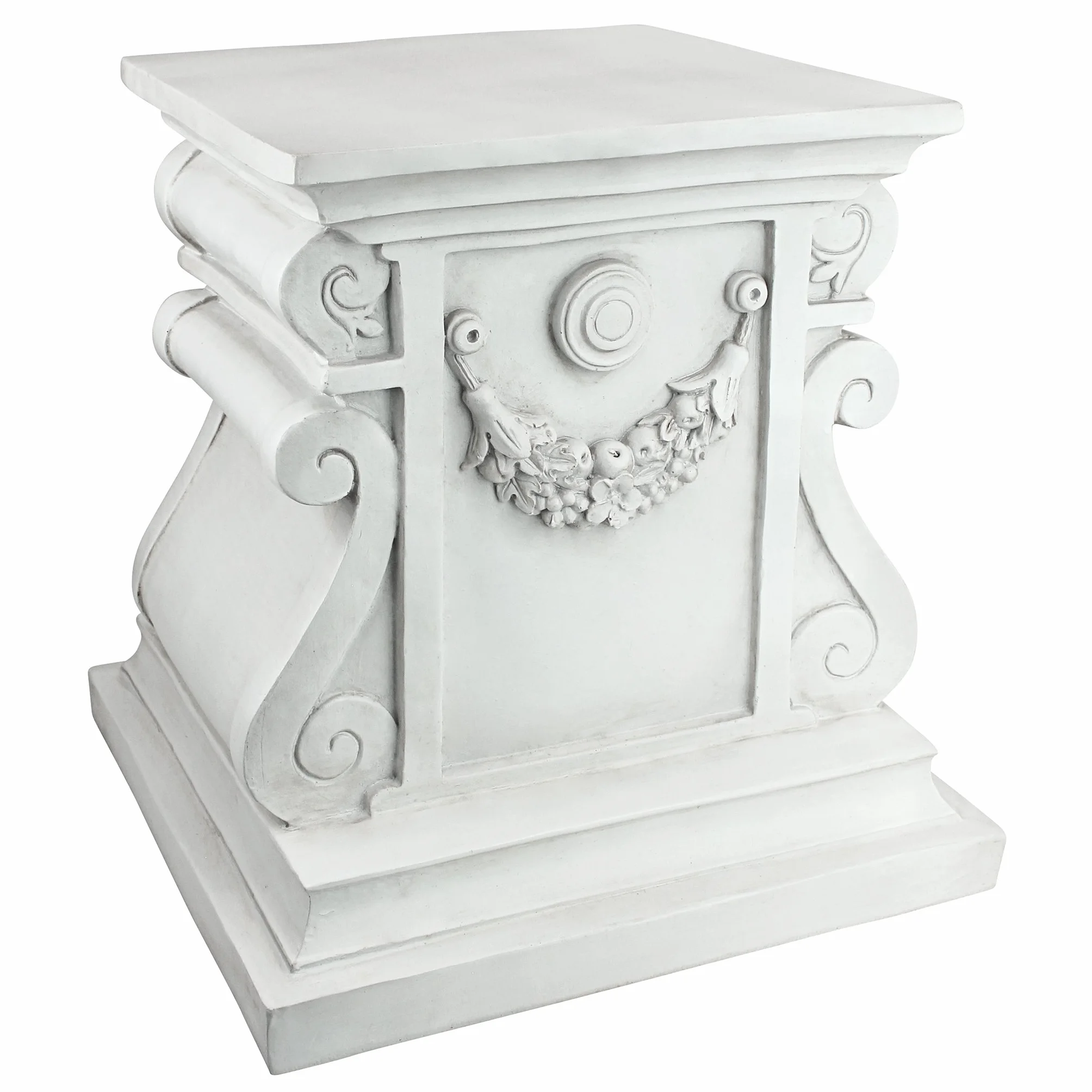 Design Toscano Klassische Statue Gartensockel Basisheber, Polyresin, Antikes Steingrau, groß 38 cm
