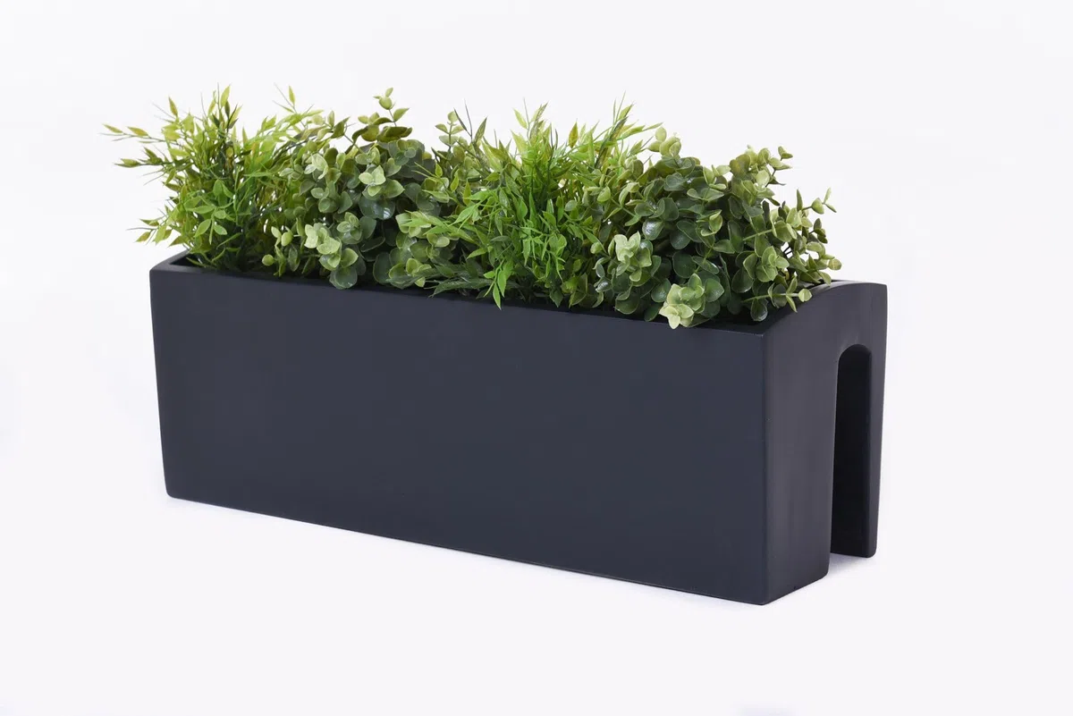 VIVANNO Balkonkasten Blumenkasten Fiberglas BALKONA Classic (22x60x19 cm, Anthrazit Matt)