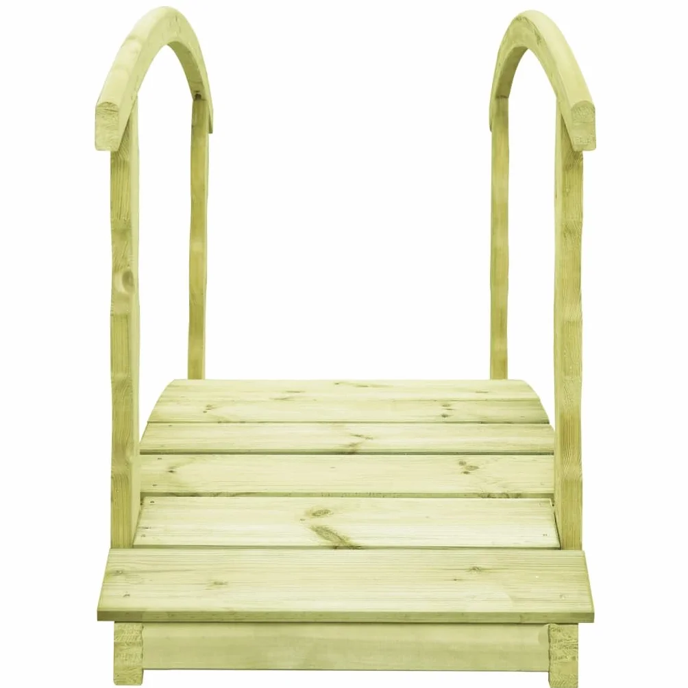 vidaXL Kiefernholz Imprägniert Gartenbrücke mit Geländer Rustikal Holzbrücke Teichbrücke Brücke Holzsteg Zierbrücke Deko 170x74x105cm