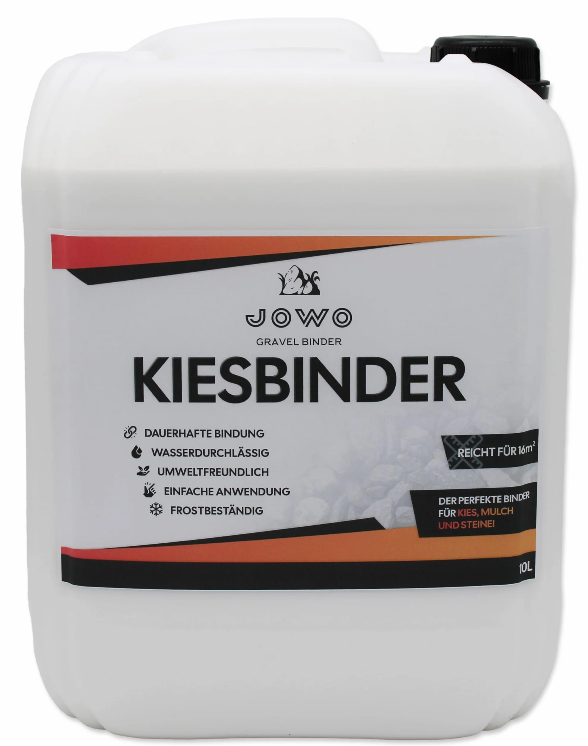 Kiesbinder/Kiesverfestiger (10L) Bindemittel für Kies Schotter und Mulch aller Art Mulchbinder Gartenbahn Steinweg Dauerhafte Bindung - Hält bis zu 3 Jahren.