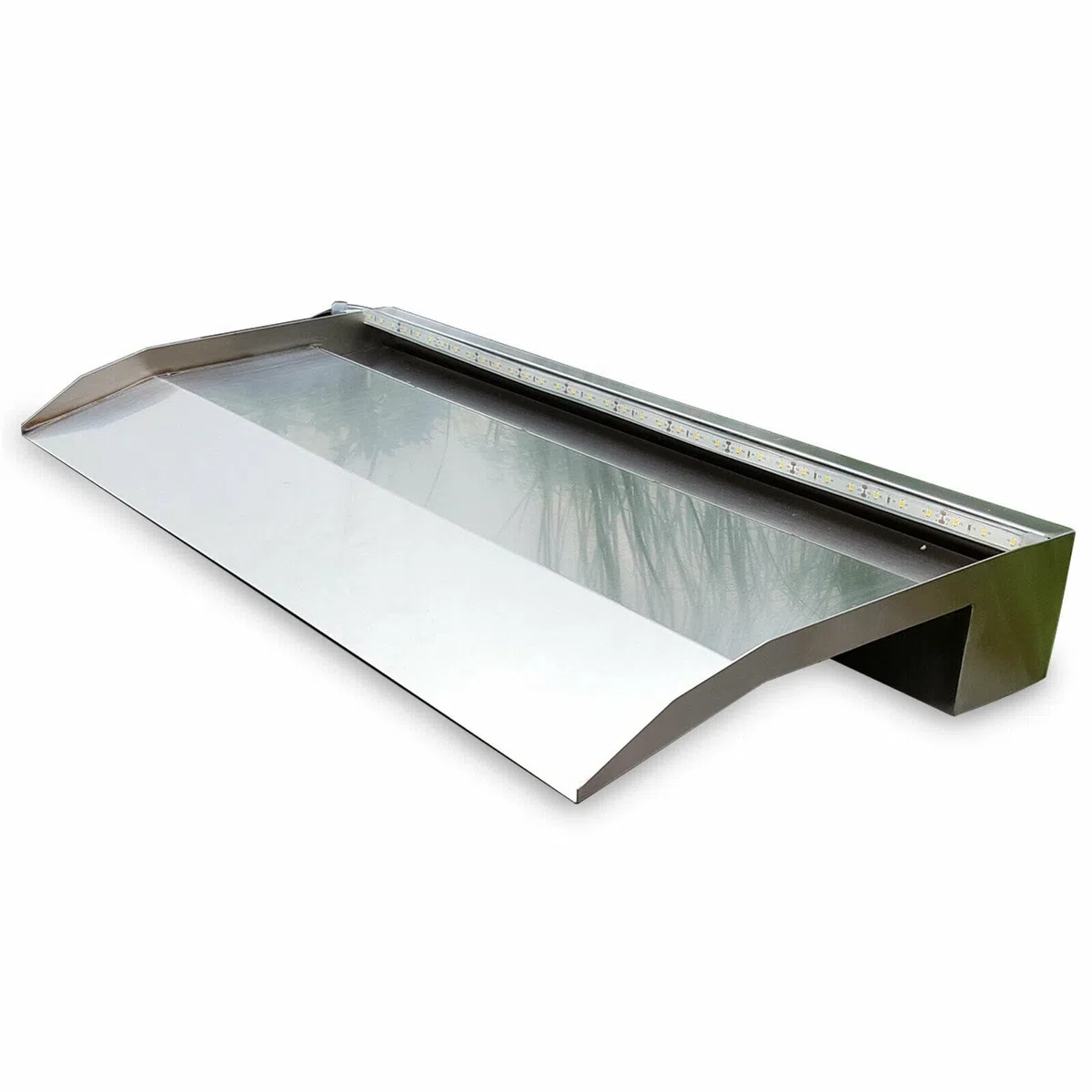 Wasserfall 30x8,5x22 cm Edelstahl matt Geb. mit langem Auslauf, Silber