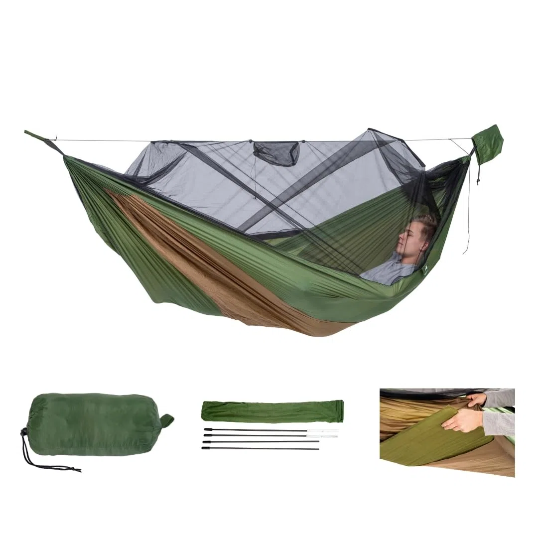 AMAZONAS Adventure Hero XXL – Ultraleichte Moskito-Hängematte mit Isomattenfach | Nur 555 g | Belastbar bis 150 kg | Ideal für Outdoor-Abenteuer