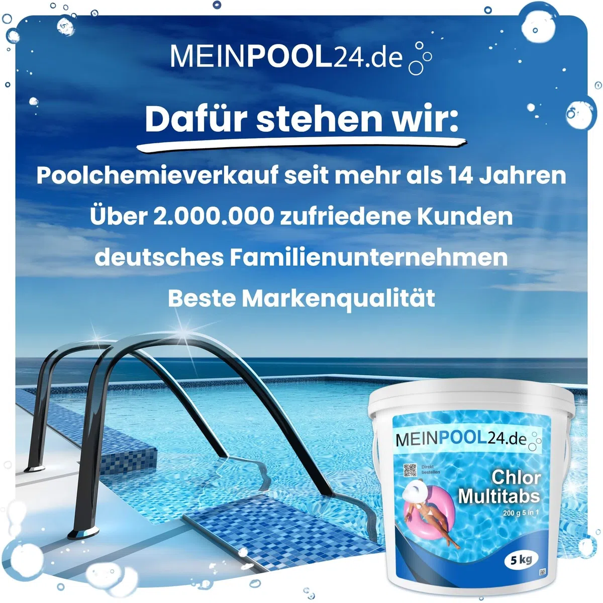 Meinpool24.de 2x5 kg = 10 kg Chlor Multitabs 5 in 1-200g Tabs Multi Chlortabletten