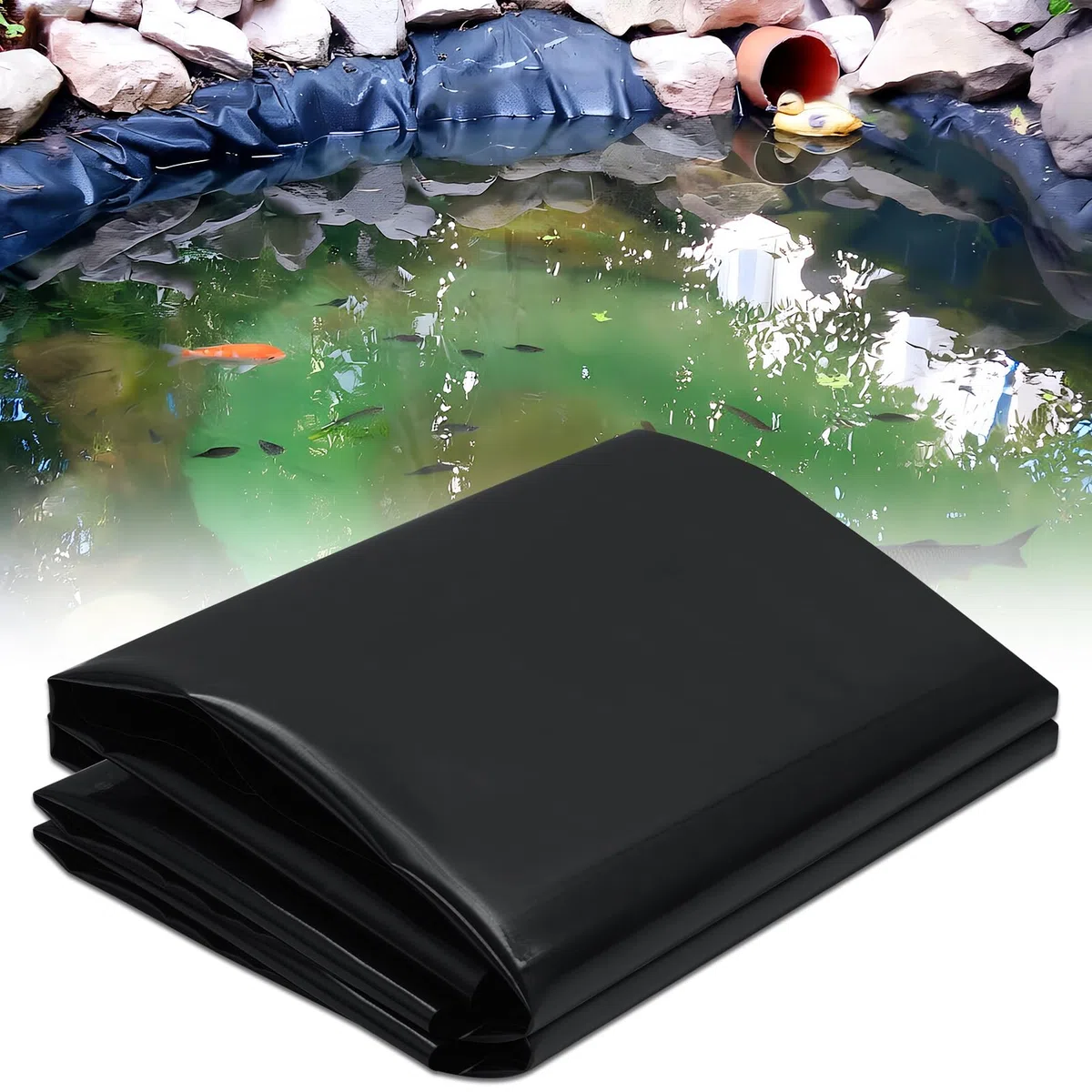 6m x 6m Teichfolie,Teichwanne Stärke 0.5mm,Schwarz HDPE Teichfolien Schwerlast,Dichtungsfolie Teichmembran Schwimmteich Folie,Flexibel Teichfolien für Fischteiche, Brunnen, Wassergarten, Wasserfall