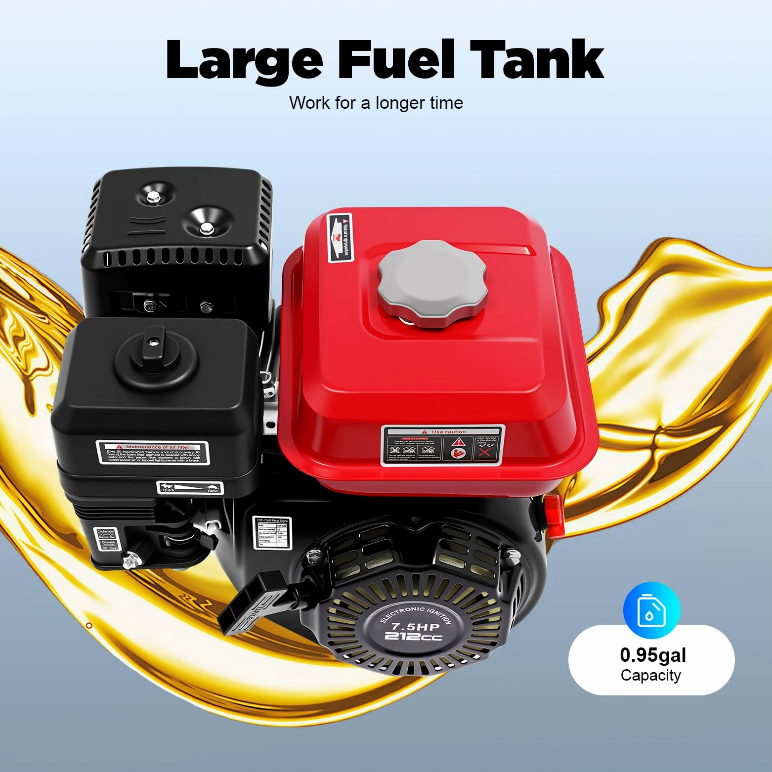 7.5 PS Benzinmotor | Go Kart mit Motor Benzin 4 Takt | Gokart Motor Benzin 4000W | Luftgekühlt | Großer Kraftstofftank | 3600 U/min | GX200