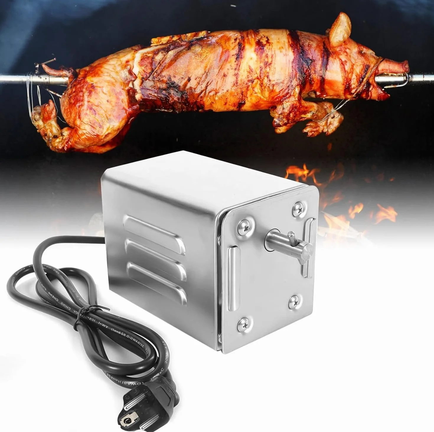 15W SP-S40 60KG/132LBS Edelstahl BBQ Grill Zubehör 2.7 RPM Bräter Elektromotor Ziegenschwein Huhn BBQ Spieß Rotisserie Roaster Grill