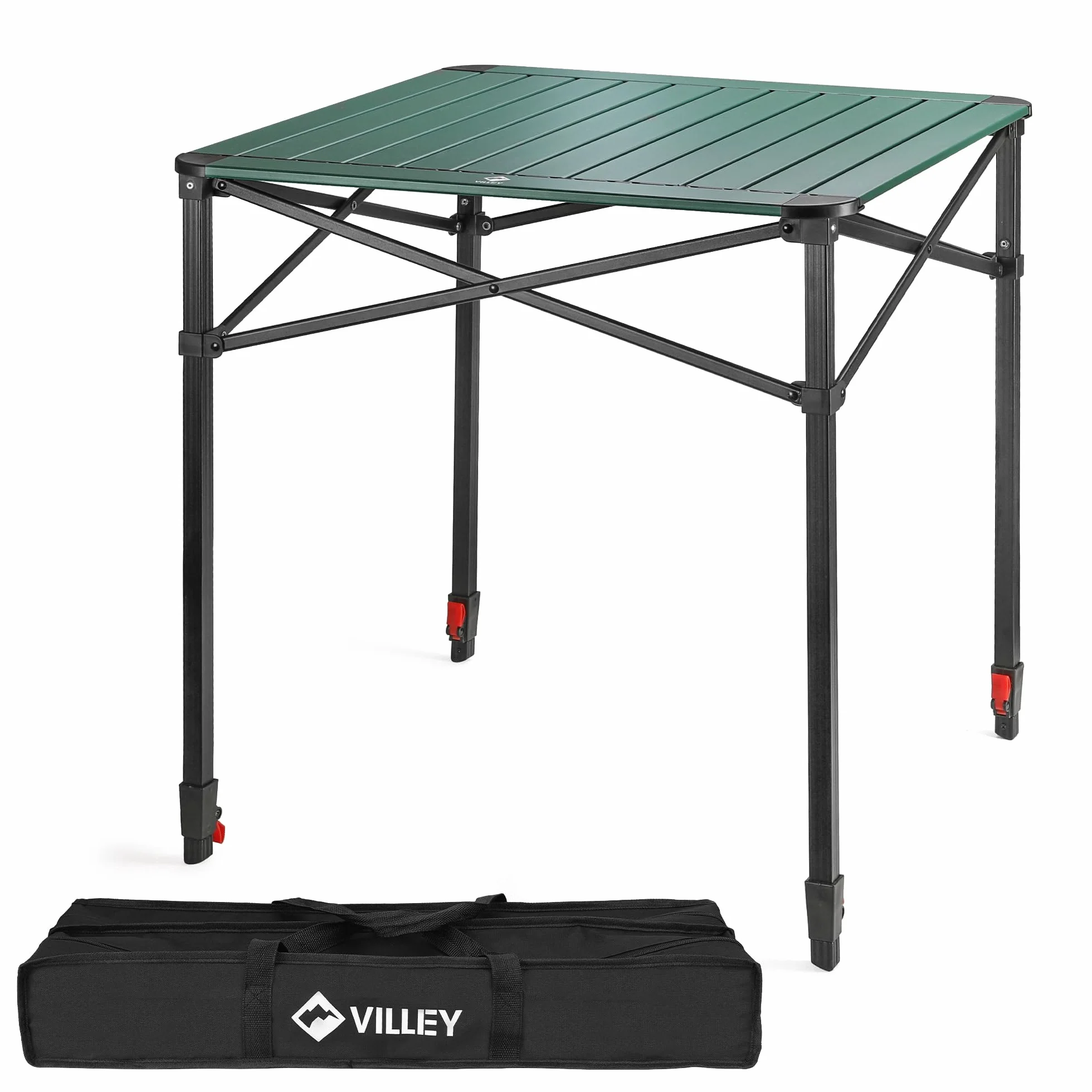 VILLEY Aluminium Klapptisch mit Tragetasche, klappbarer Campingtisch aus Alu, Faltbarer Balkontisch, Gartentisch für Picknick, Camping und Strand im Freien, 70 * 70 * 78cm