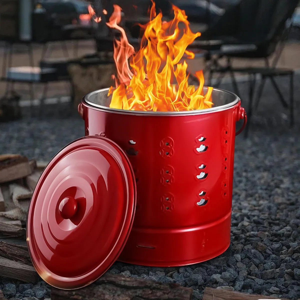 Brennfass - Edelstahl-Papiermülleimer Mit Deckel | Hitzebeständiger Brenner Für Gartenkamin Gartenabfälle