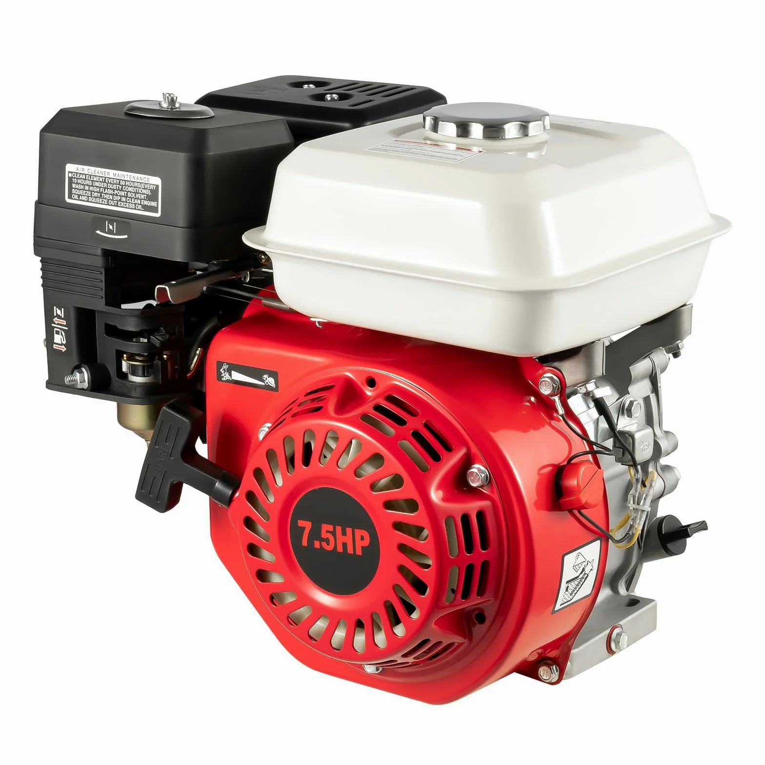 7.5 PS 4-takt Benzinmotor, Go-Karts Motor Einzylinder Standmotor mit Luftkühlsystem, 5100W 215CC 3600 U/min, Tragbarer Antriebsmotor mit Alarm für landwirtschaftliche Geräte, Home Backup