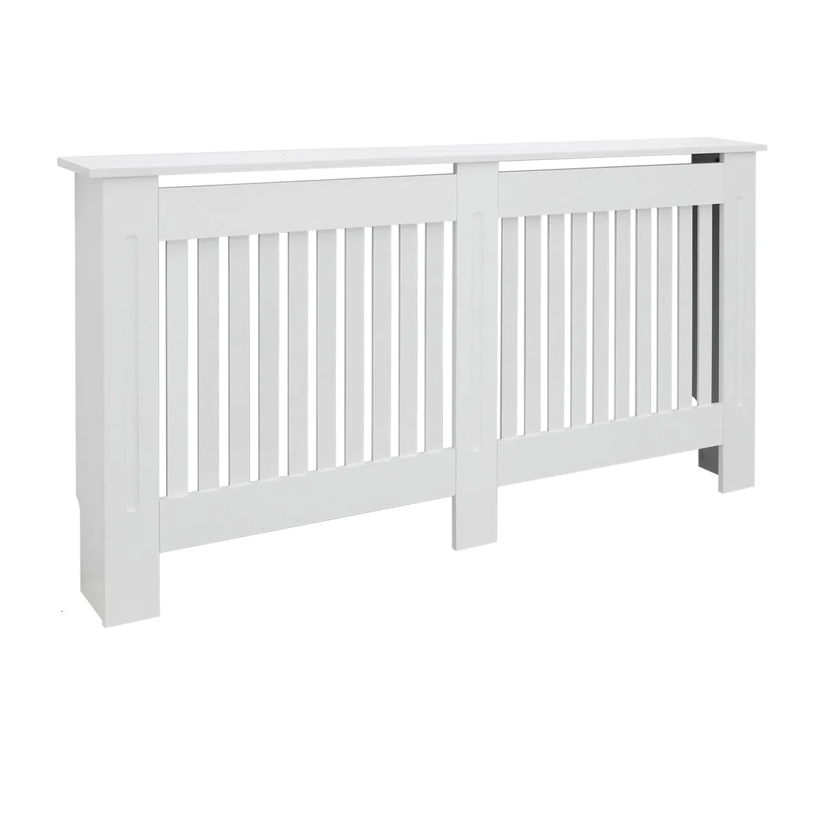 ECD Germany Heizkörperverkleidung Landhausstil 152x19x82 cm Weiß aus MDF lackiert für Schlafzimmer Wohnzimmer Heizungsverkleidung Heizkörperabdeckung Heizungsabdeckung Heizung Heizkörper Abdeckung