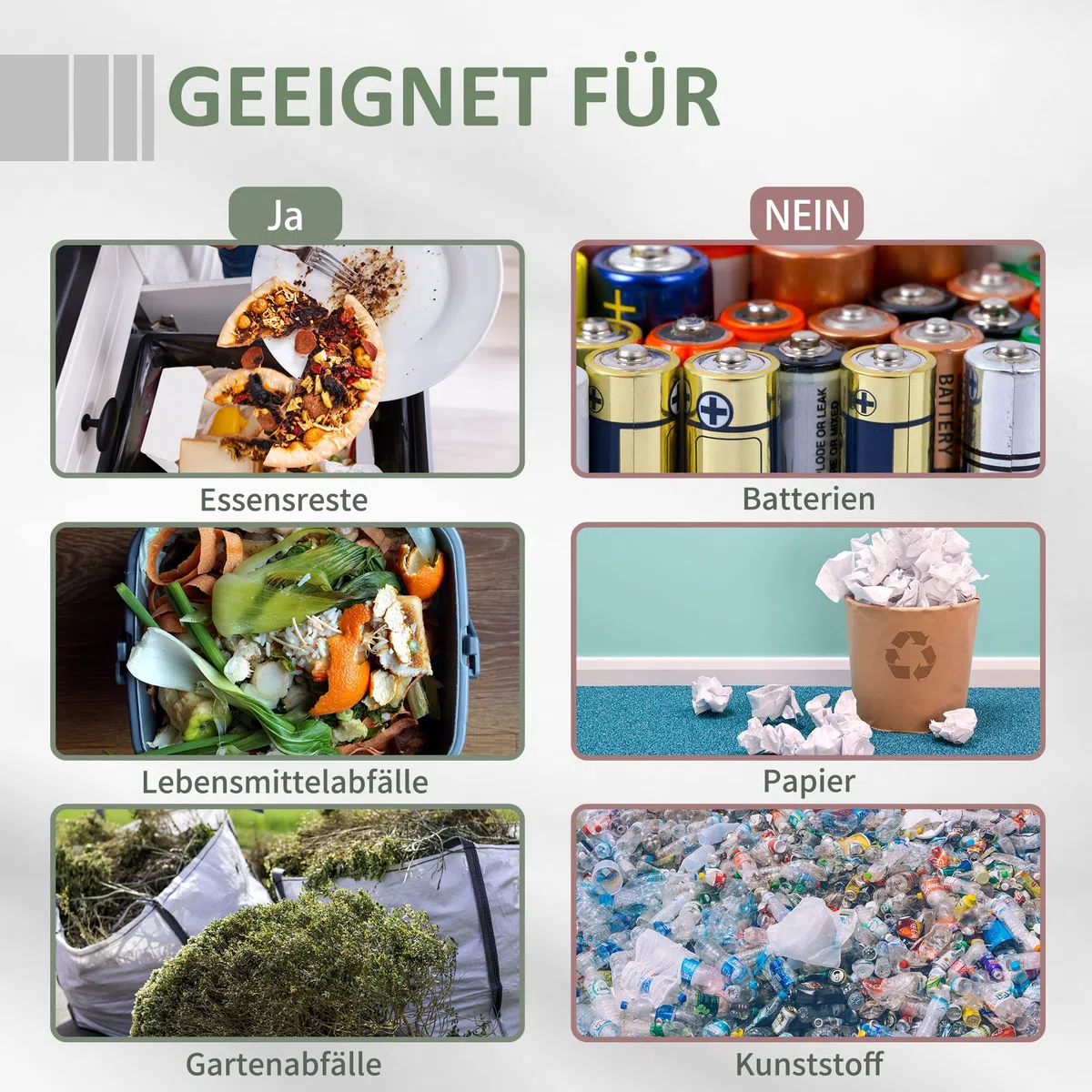 Outsunny Komposter 160L, 71 x 64 x 96cm Drehbarer Schnellkomposter aus Kunststoff, Thermokomposter mit 2 Kammer, für Bio- und Garten-Abfälle, Grau