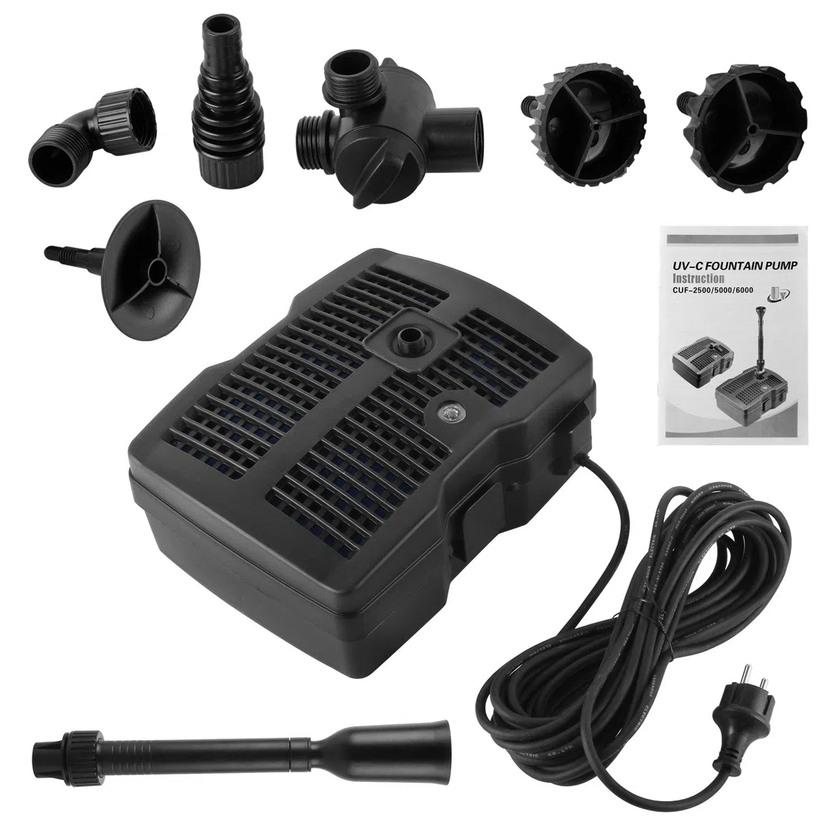 4 in 1 Teichpumpe Springbrunnenpumpe mit Filter UV-Klärer Wasserspielpumpe Bachlaufpumpe Stromkabel für Garten- und Springbrunnengestaltung（28W）