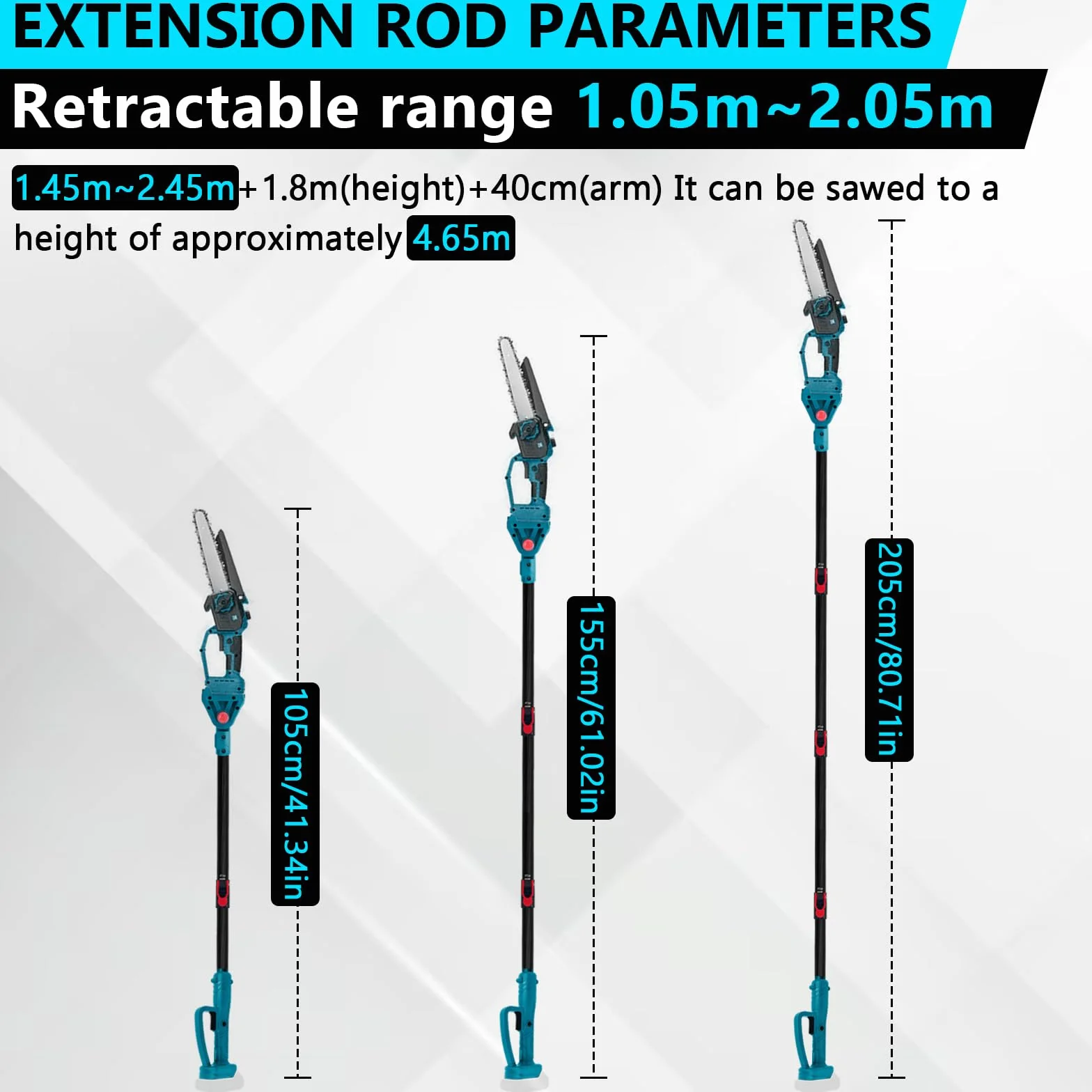 Akku Hochentaster Ast Kettensäge Profi-Astsäge kompatibel mit Makita 18V, 6 Zoll Bürstenlose 2 in 1 Astsäge mit Teleskopstiel und Teleskop Elektro Hochentaster Asts-äge Arbeitshöhe 4,5m (on Akku)