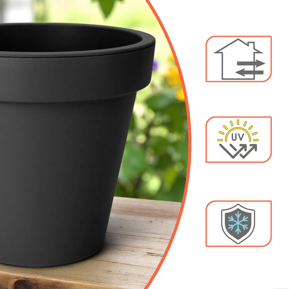 Spetebo Kunststoff Pflanzkübel XXL groß - 58 cm/anthrazit - Blumenkübel rund für Außen und Innen - Garten Pflanztopf Blumentopf Pflanzgefäß Übertopf