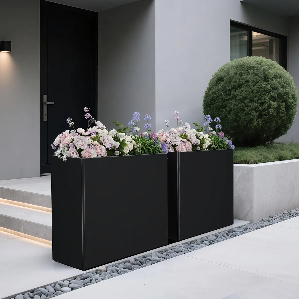 2er Set Hochbeet Metall für Balkon Garten Terrasse – Rechteckiger Pflanzkübel XXL Lang & Schmal, Wetterfester Blumenkasten für Outdoor