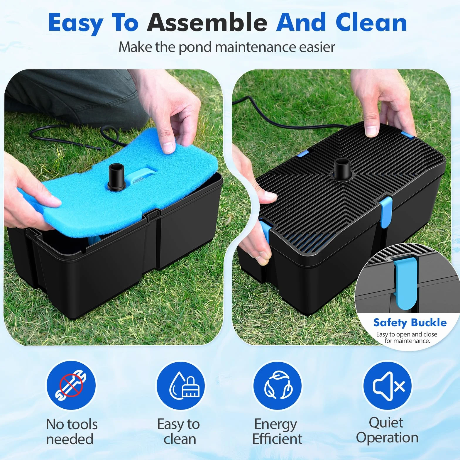 Teichfilter mit Springbrunnenpumpen-Kits, 50W Teichpumpe und Filter-Kit mit Unterwasserpumpe