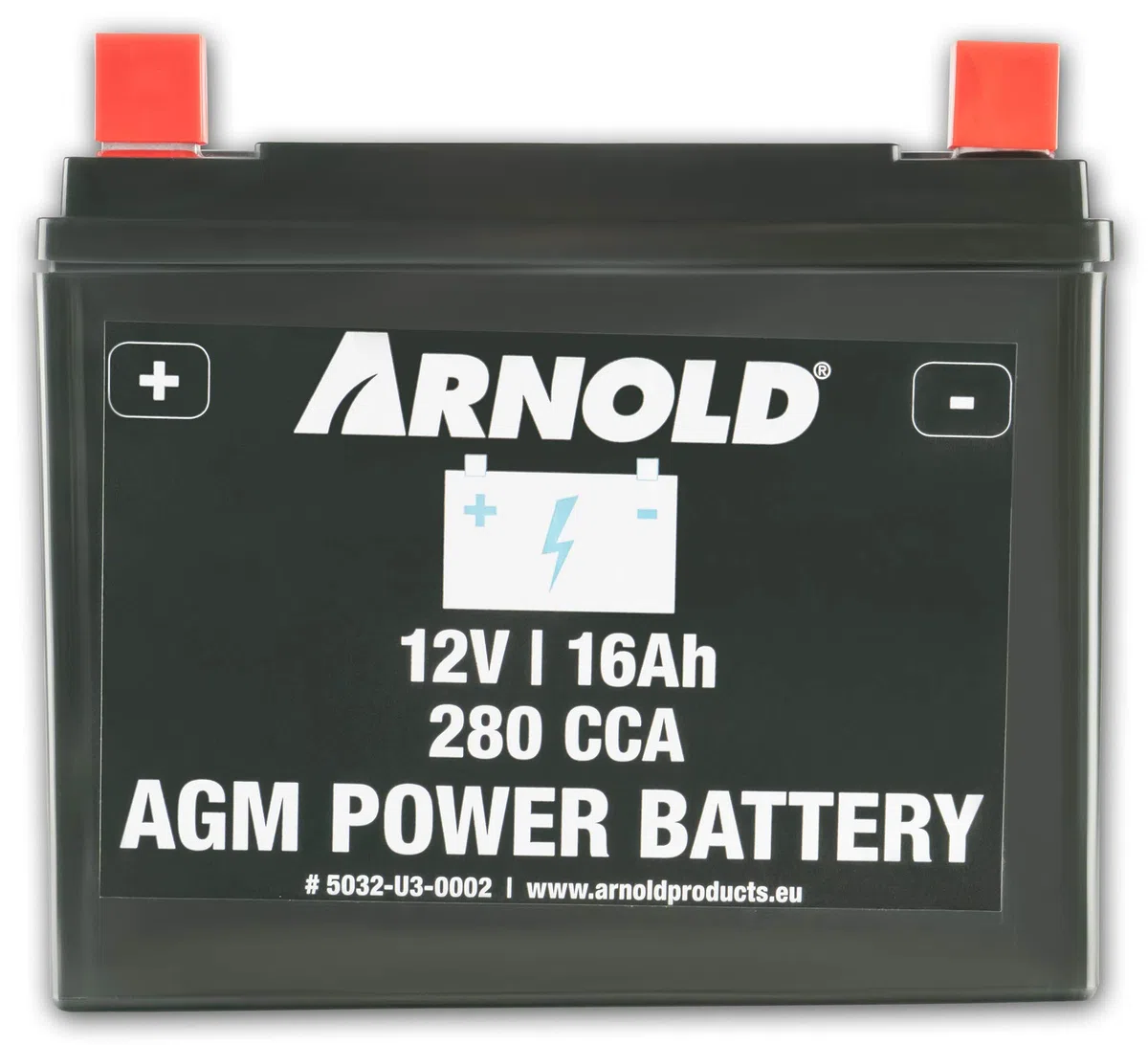 ARNOLD AGM Starterbatterie 12V 16Ah, 280 CCA für Rasentraktoren 5032-U3-0002, 12 V, schwarz