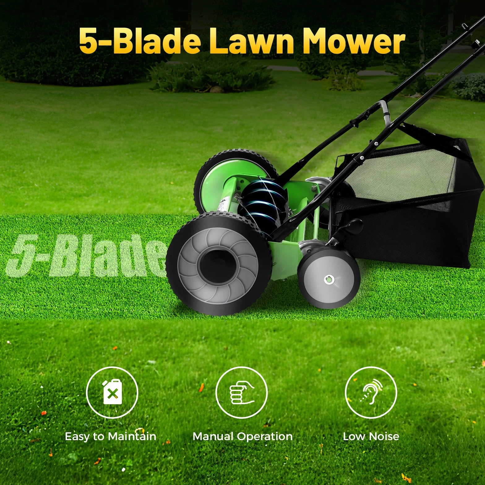 SpindelmäHer SchubspindelrasenmäHer Mit Grasfangkorb Power Push Garten Rasenmäher Hand Fangkorb Schnittbreite 41cm Höhenverstellbar Benzinbetrieben Manuell