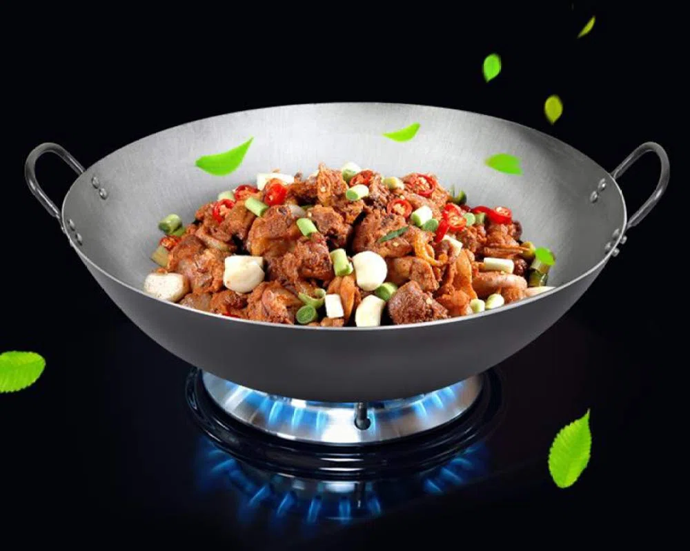 Wok Big Heavy Canton Style Handgehämmerter Wok Aus Kohlenstoffstahl (runder Boden),50CM