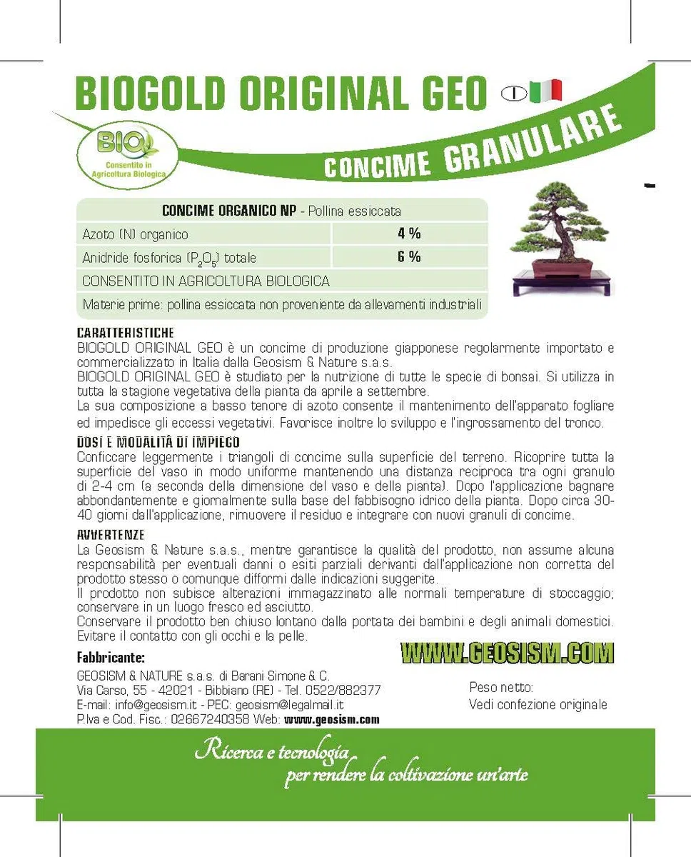 Japanisches Biogold Original, NPK 4-5-4 (2,4 kg), körniger Sommerdünger für Bonsai