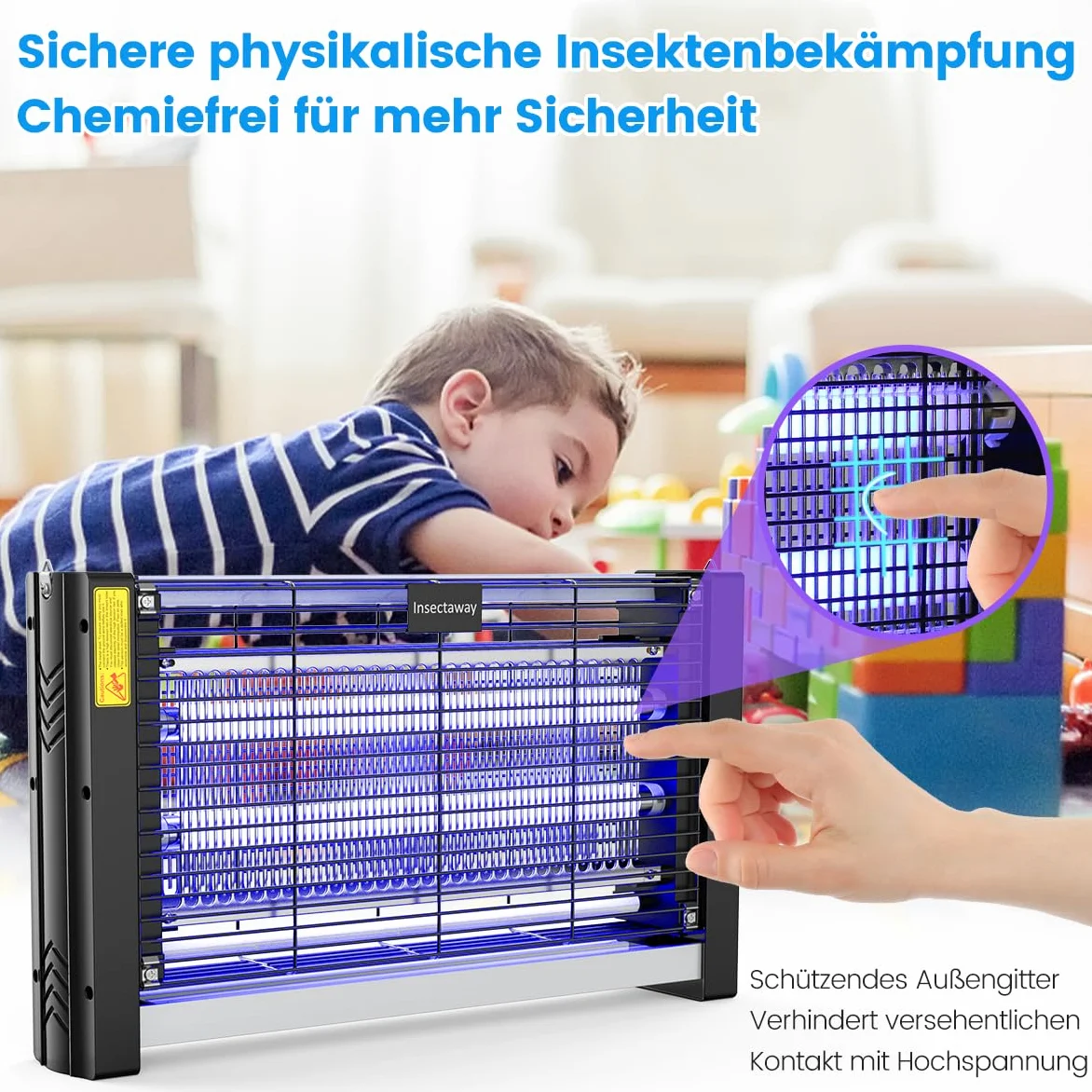 Insektenvernichter Elektrisch 2PCS, mit Doppeltem Raster, XXL, 2400 V 20W, 4 T8-Lampen, Fliegenfalle Elektrisch Mückenfalle Insektenfalle, Mückenlampe mit Wandkette für Innen AuÃŸen Mücken, Fliegen