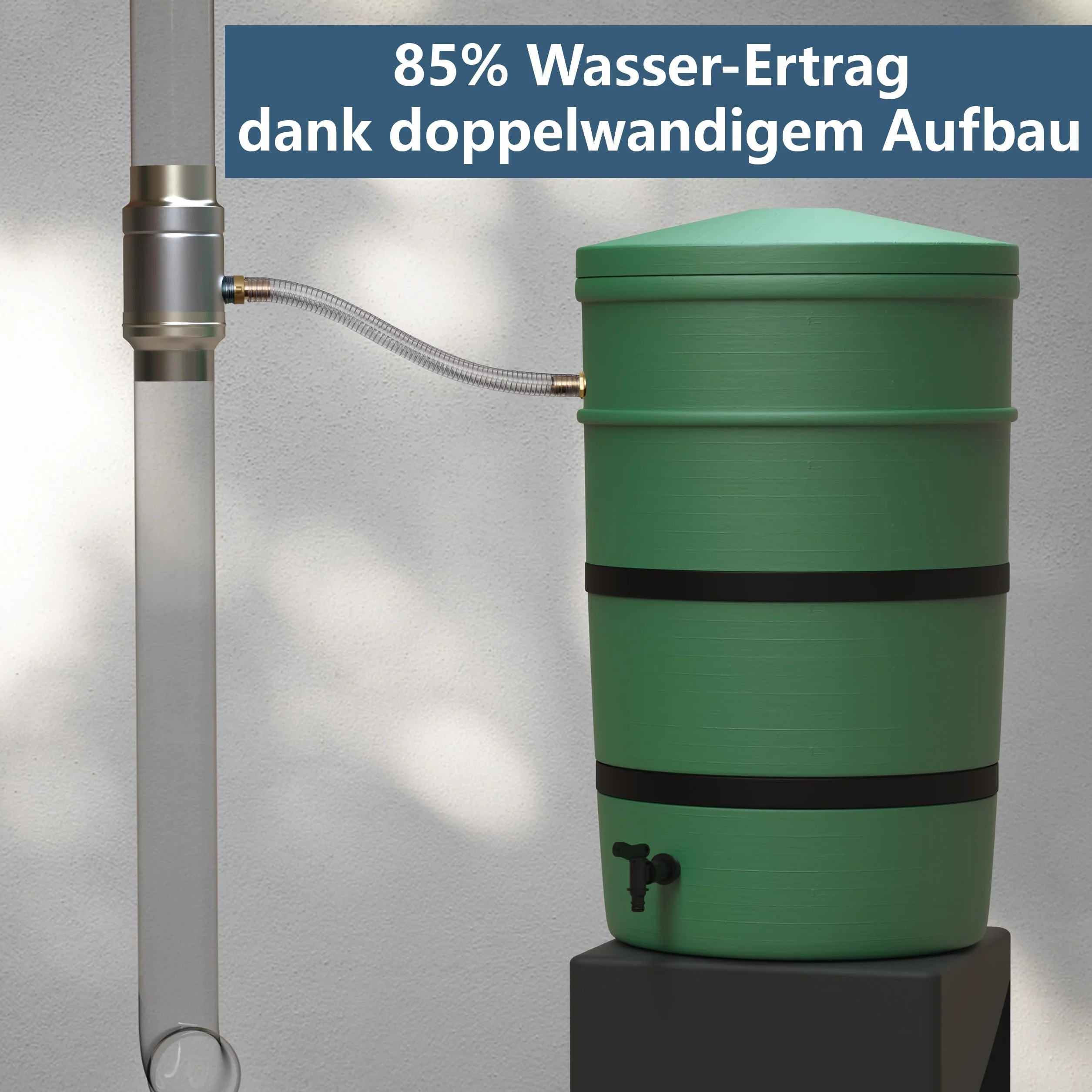 IGarden 87mm Regenwassersammler mit 45cm Schlauch- und Fassanschluss für das Fallrohr,Verzinktem Stahlblech + Aluminium Regensammler doppelwandigem Aufbau,Fallrohre DN87 Wassersammler (87mm)