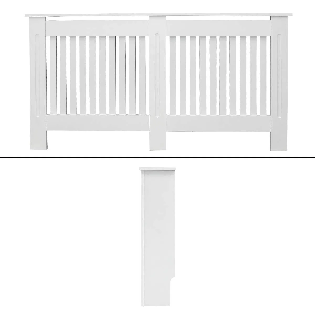 ECD Germany Heizkörperverkleidung Landhausstil 152x19x82 cm Weiß aus MDF lackiert für Schlafzimmer Wohnzimmer Heizungsverkleidung Heizkörperabdeckung Heizungsabdeckung Heizung Heizkörper Abdeckung