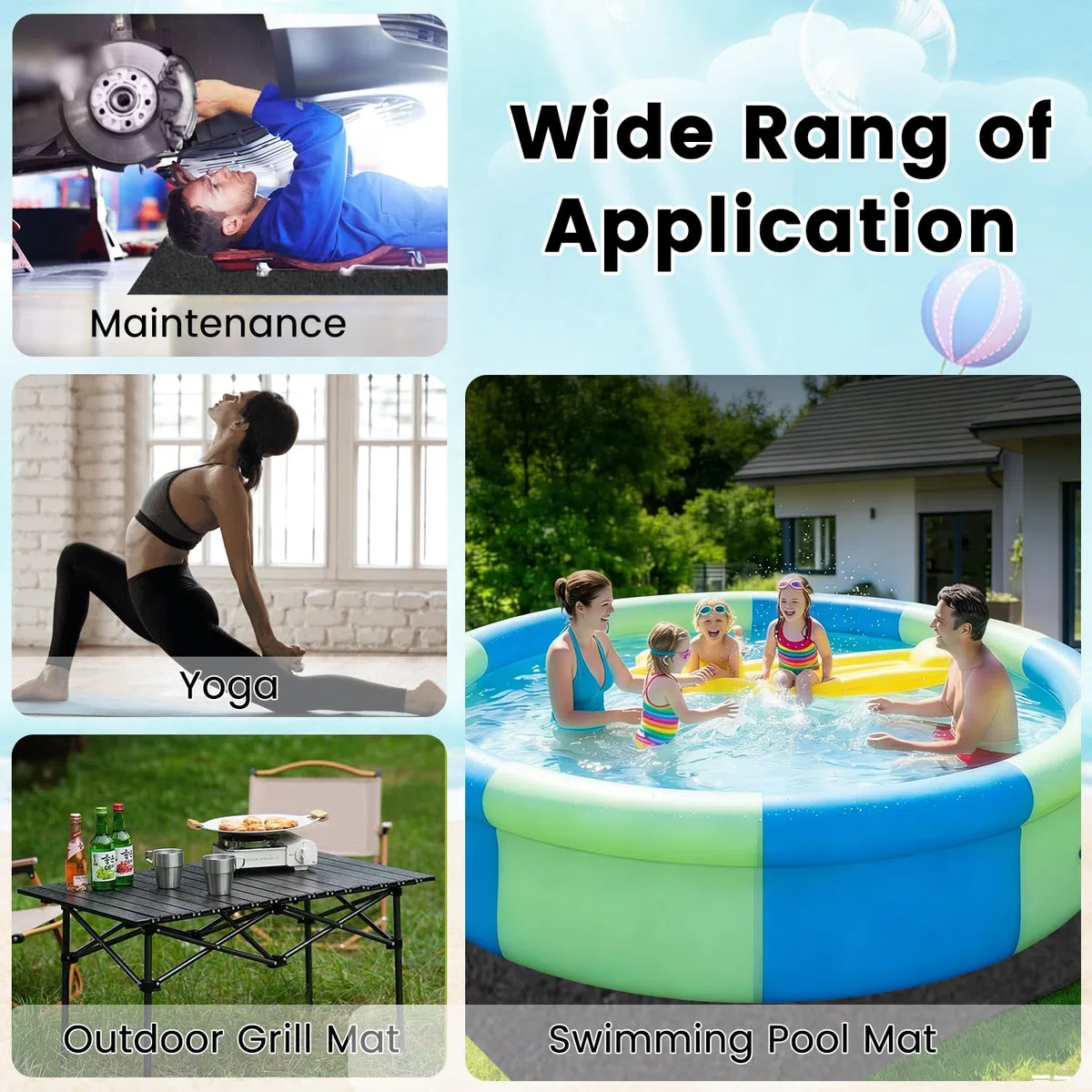 Whirlpool-Matte, Pool-Matten, Schutzboden, 4,5 m, quadratische Auskleidung, Pools, Boden, Geotextilschutz, rutschfeste Unterlage, 400 cm quadratisch, Bodenschutzmatte, Bauschutzmatte, verhindert