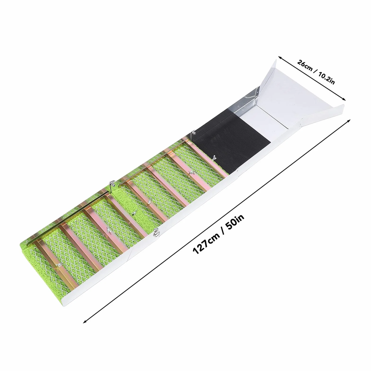 Fabater Zusammenklappbare Goldwaschrinne aus Aluminiumlegierung, 50-Zoll-Goldwaschrinne, Tragbares Goldwasch- und Prospektionswerkzeug für Flüsse, Goldwaschen, Prospektion und