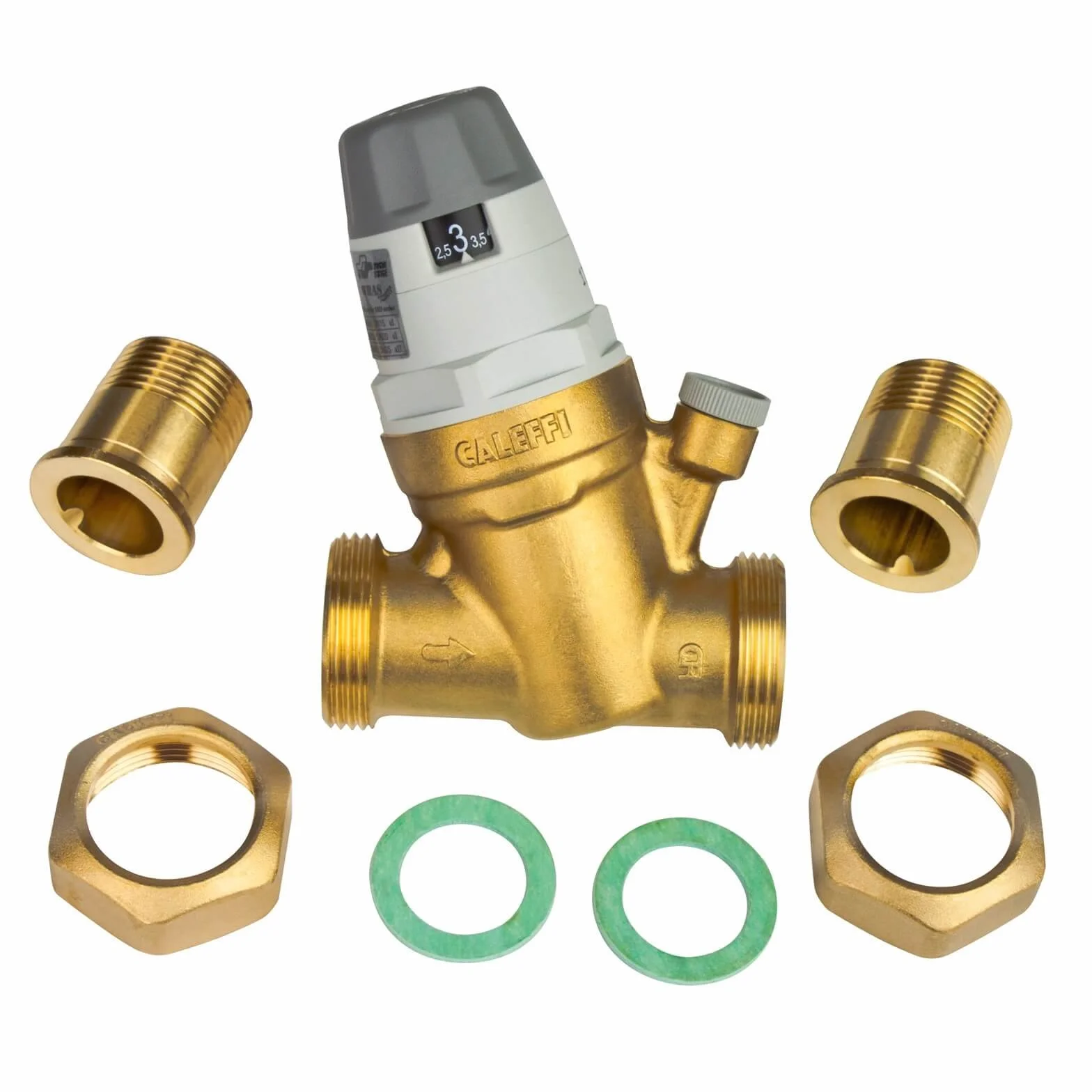Caleffi Wasserdruckminderer 1/2 Zoll DN15 Druckminderer für Wasser mit Austauschbarer Kartusche und Manometer, Druckminderungsventil, Druckregler 535041, mehrfarbig