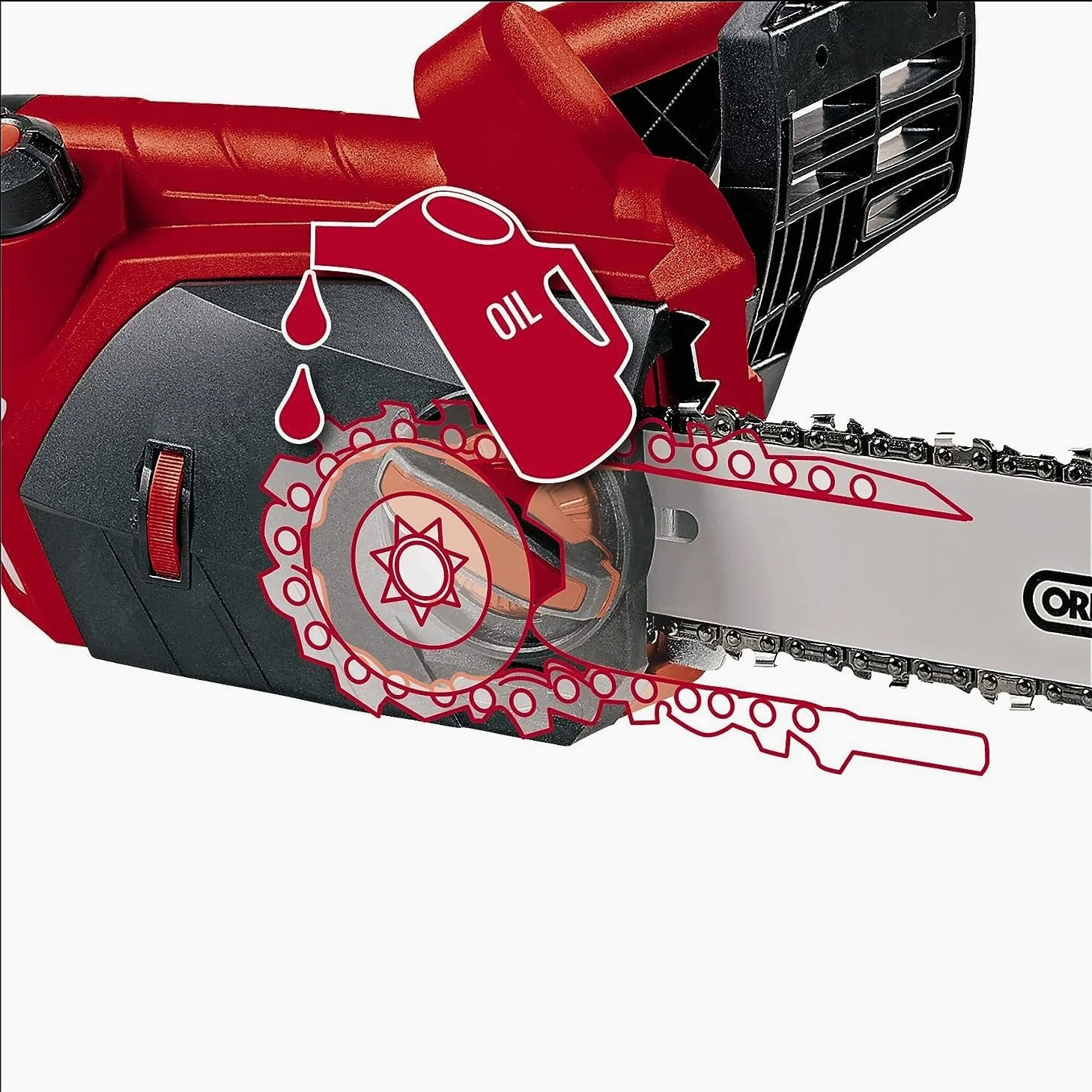 Einhell Elektro Kettensäge GE-EC2240 (2200 Watt, 375 mm Schnittlänge, Oregon Kette und Qualitätsschwert, Softstart, Rückschlagschutz und Kettenfangbolzen)