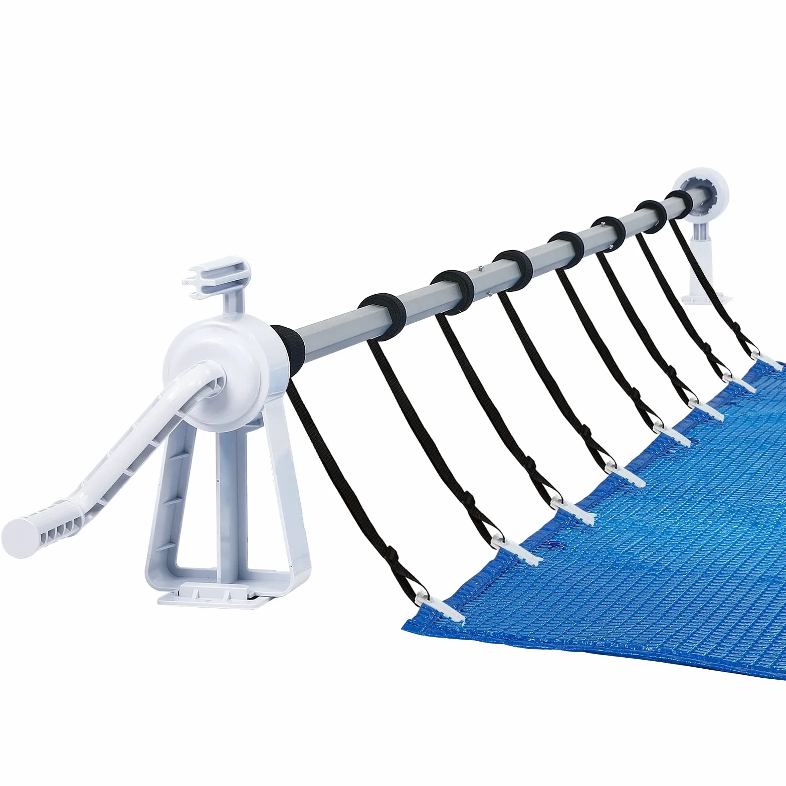 FIVMEN Pool Aufroller Poolabdeckung 1,05-6,15m Aufrollvorrichtung Mobiles für Plane, Premium Aufrollsystem inkl. Bänder Einstellbar Poolaufroller, Typ B
