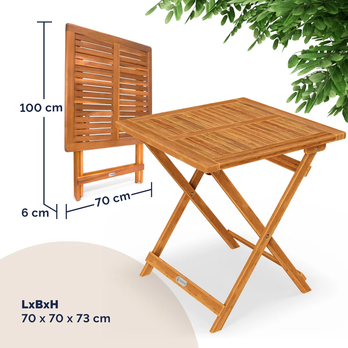 Casaria® Gartentisch Balkontisch Wetterfest Klappbar Holz 70x70cm 80kg Belastbarkeit Balkon Garten Terrasse Tisch Klapptisch Pflanztisch Akazie Braun